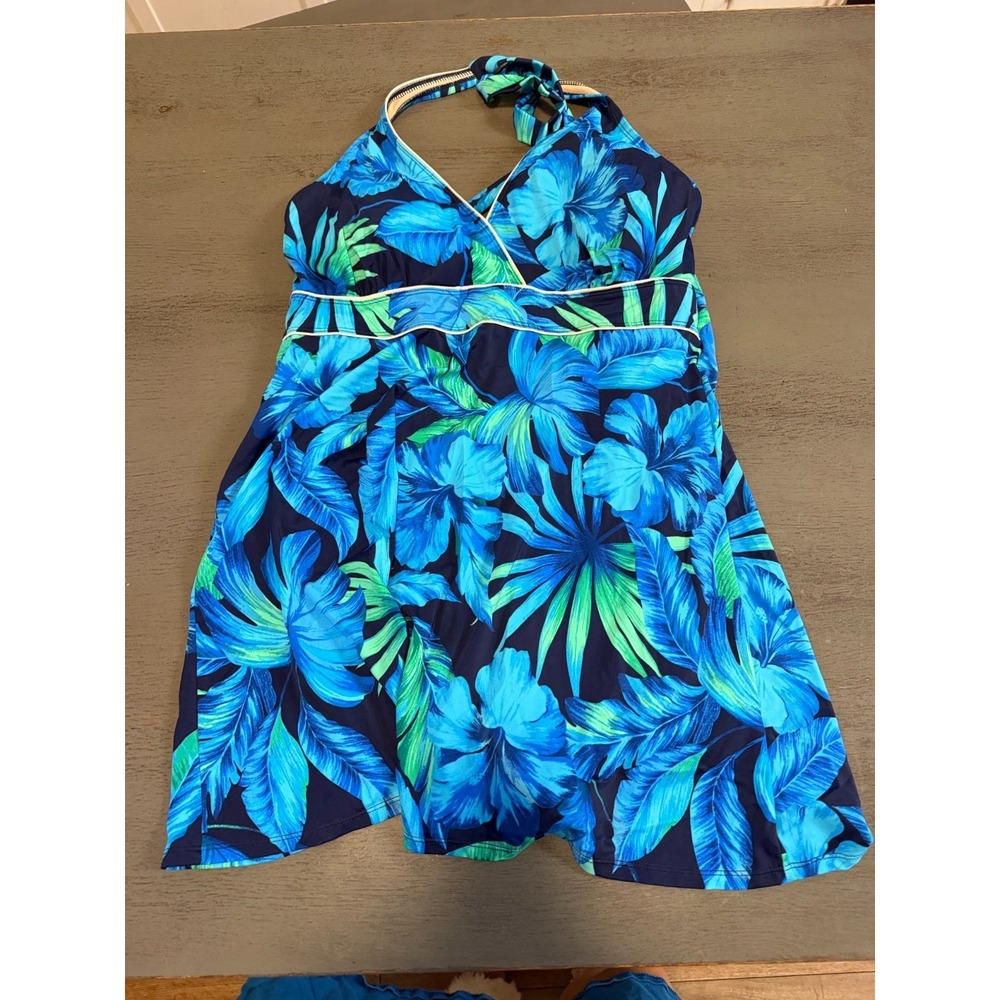 blue lack ISLANDER  one piece swimsuit size 16